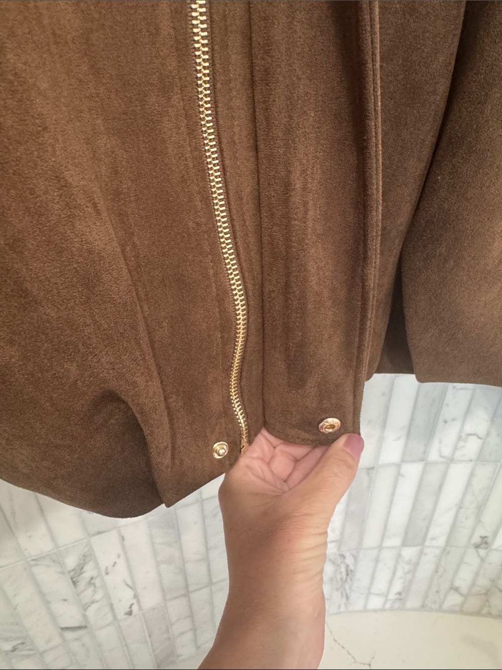 Zara Brown Suede Leather Bomber Jacket - Women's - Picture 4 of 6